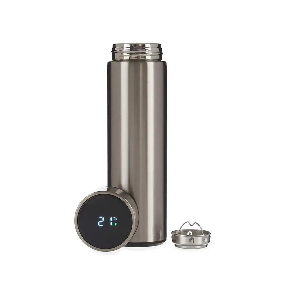 Thermos ecran led argente acier inoxydable silicone plastique 400 ml_3692. Bienvenue dans l'univers captivant de DIAYTAR COTE D'IVOIRE - Votre Plateforme de Shopping Tout-en-Un. Parcourez notre boutique en ligne pour découvrir des produits uniques, allant des articles ménagers aux élégants accessoires de mode.