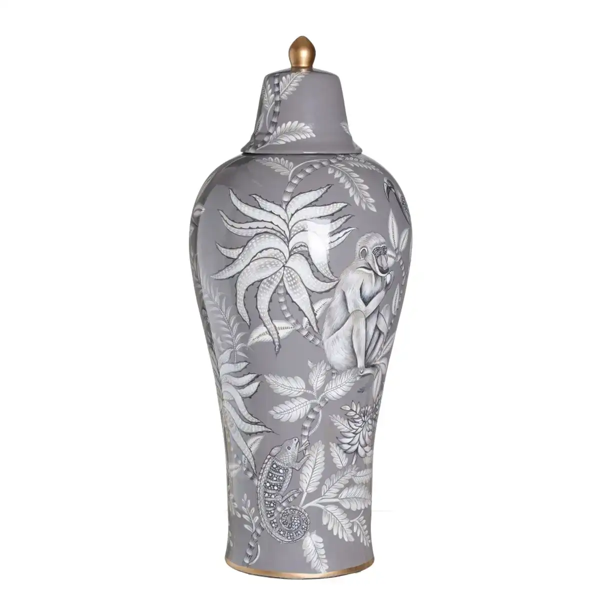 Vase ceramique gris singe 30 x 30 x 72 cm_2073. Bienvenue chez DIAYTAR COTE D'IVOIRE - Où Chaque Objet a son Histoire. Découvrez notre sélection méticuleuse et choisissez des articles qui racontent l'âme du Côte d'Ivoire.