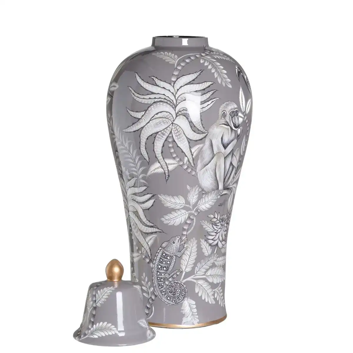 Vase ceramique gris singe 30 x 30 x 72 cm_2743. DIAYTAR COTE D'IVOIRE - Où Chaque Sélection est une Victoire. Découvrez notre boutique en ligne et trouvez des articles qui vous rendent la vie plus belle, un choix à la fois.