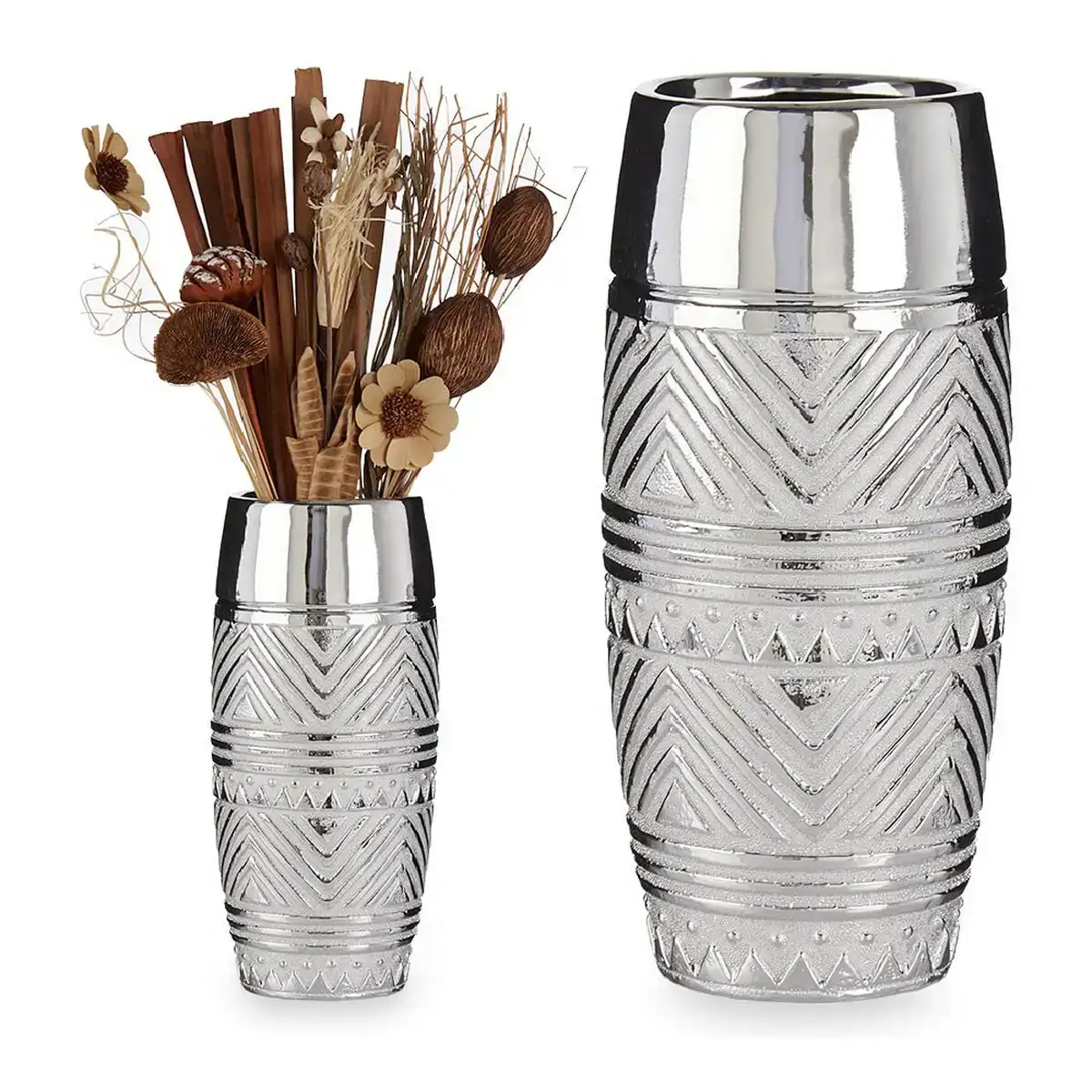 Vase cylindrique ceramique argente 13 5 x 30 x 13 5 cm _3476. DIAYTAR COTE D'IVOIRE - Votre Portail vers l'Extraordinaire. Parcourez nos collections et découvrez des produits qui vous emmènent au-delà de l'ordinaire, créant une expérience de shopping mémorable.