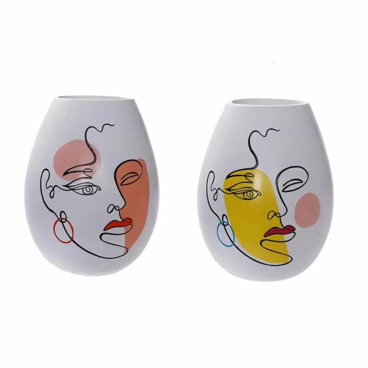 Vase dkd home decor 22 5 x 22 5 x 29 cm visage blanc resine multicouleur 2 unites _9129. DIAYTAR COTE D'IVOIRE - L'Art de Vivre le Shopping Inspiré. Parcourez notre catalogue et choisissez des produits qui reflètent votre passion pour la beauté et l'authenticité.