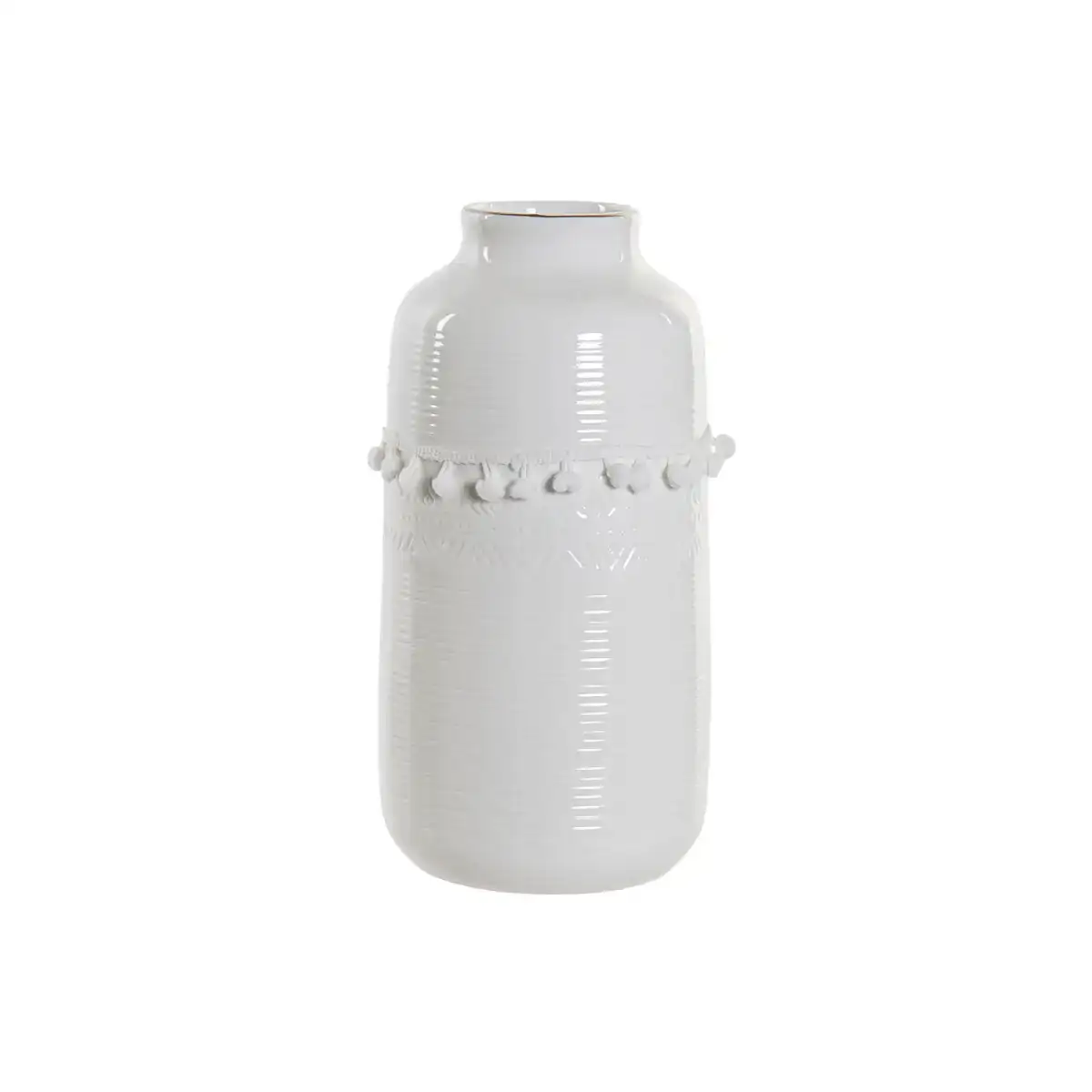 Vase dkd home decor blanc gres pompon 12 x 12 x 24 cm_5382. DIAYTAR COTE D'IVOIRE - L'Art de Vivre avec Authenticité. Explorez notre gamme de produits artisanaux et découvrez des articles qui apportent une touche unique à votre vie.
