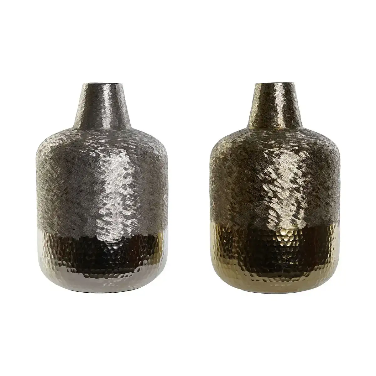 Vase dkd home decor dore argente aluminium moderne 22 x 22 x 33 cm 2 unites _8965. DIAYTAR COTE D'IVOIRE - L'Art de Choisir, l'Art de Se Distinquer. Naviguez à travers notre catalogue et choisissez des produits qui ajoutent une note d'élégance à votre style unique.