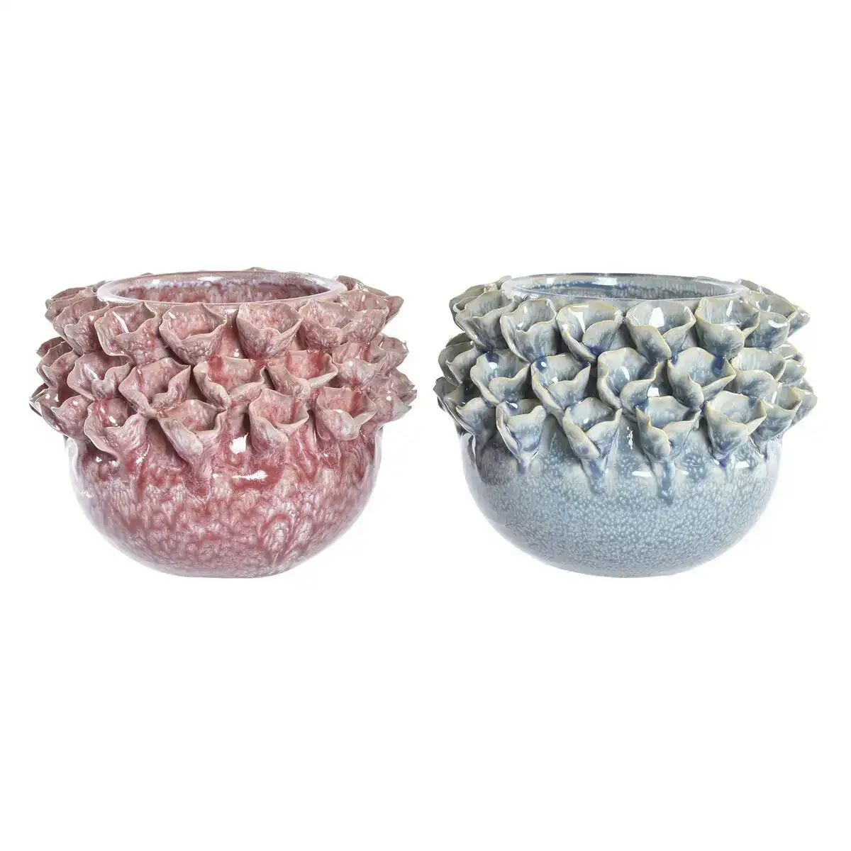 Vase dkd home decor rose turquoise gres fleur mediterraneen 17 x 17 x 13 5 cm 19 x 19 x 13 5 cm 2 unites _9031. DIAYTAR COTE D'IVOIRE - Là où Chaque Achat a du Sens. Explorez notre gamme et choisissez des produits qui racontent une histoire, votre histoire.