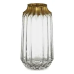 Vase dore transparent verre 13 x 23 5 x 13 cm _8360. DIAYTAR COTE D'IVOIRE - Votre Plateforme pour un Shopping Inspiré. Explorez nos offres variées et découvrez des articles qui stimulent votre créativité et embellissent votre vie.