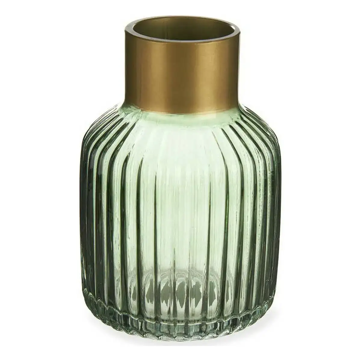 Vase rayures dore vert verre 12 x 18 x 12 cm _1957. DIAYTAR COTE D'IVOIRE - Où Choisir Devient une Découverte. Explorez notre boutique en ligne et trouvez des articles qui vous surprennent et vous ravissent à chaque clic.