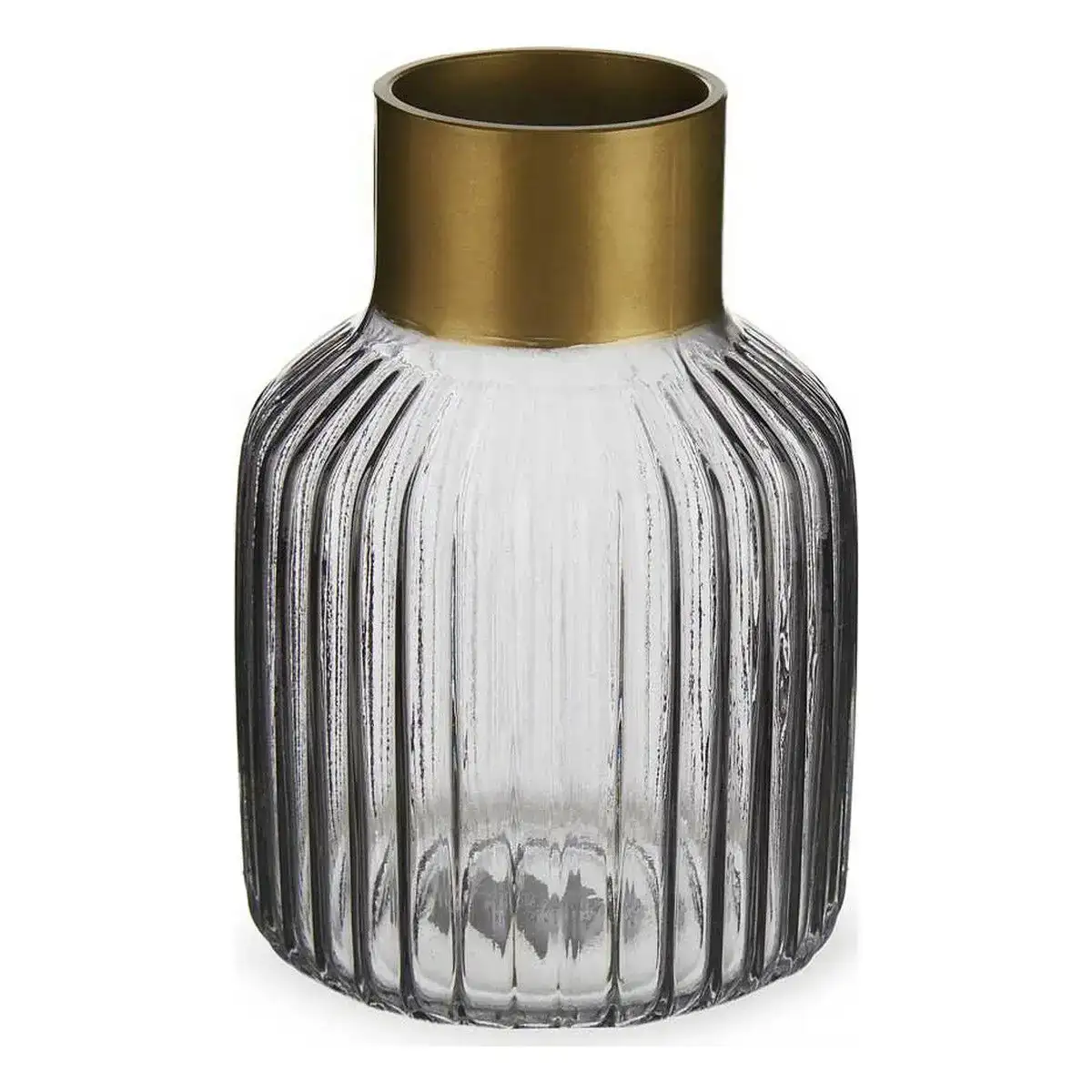 Vase rayures gris dore verre 12 x 18 x 12 cm _1394. DIAYTAR COTE D'IVOIRE - L'Art de Choisir, l'Art de S'émerveiller. Explorez notre gamme de produits et laissez-vous émerveiller par des créations authentiques et des designs modernes.