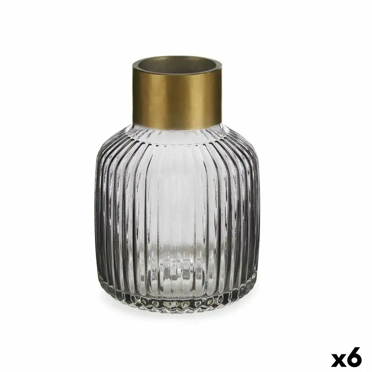 Vase rayures gris dore verre 14 5 x 22 x 14 5 cm 6 unites _8279. DIAYTAR COTE D'IVOIRE - L'Art de Choisir, l'Art de Vivre. Explorez notre univers de produits soigneusement sélectionnés pour vous offrir une expérience shopping riche et gratifiante.