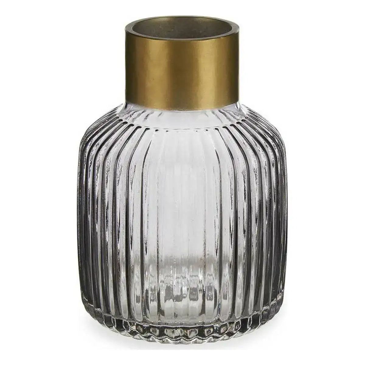 Vase rayures gris dore verre 14 5 x 22 x 14 5 cm _1436. DIAYTAR COTE D'IVOIRE - Votre Passage vers l'Élégance Abordable. Explorez notre collection où chaque produit est choisi pour sa qualité et son accessibilité, incarnant ainsi l'essence du Côte d'Ivoire.