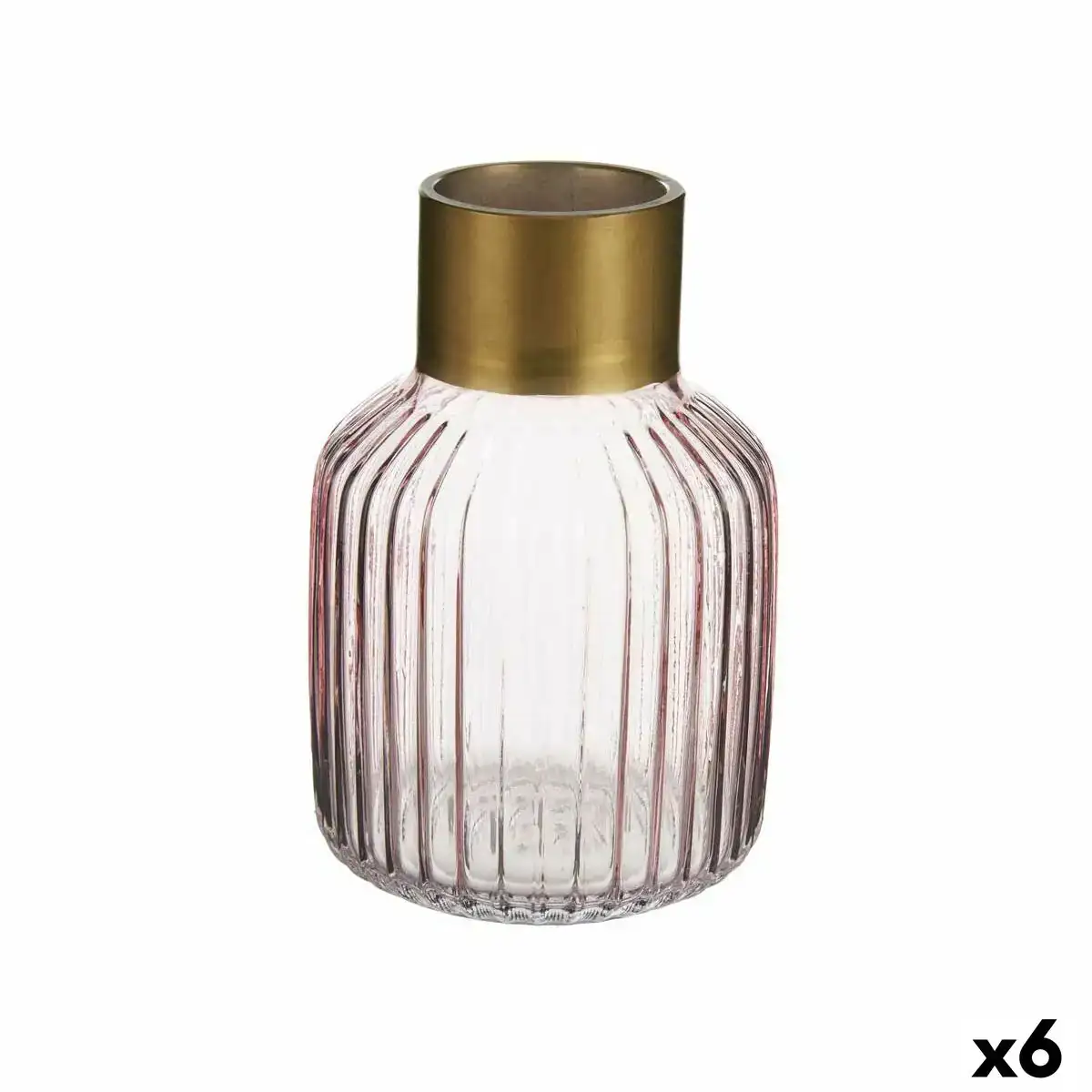 Vase rayures rose dore verre 12 x 18 x 12 cm 6 unites _9969. DIAYTAR COTE D'IVOIRE - Où l'Élégance Rencontré l'Accessibilité. Parcourez notre catalogue et trouvez des produits qui apportent une touche de sophistication à votre vie quotidienne sans compromettre votre budget.