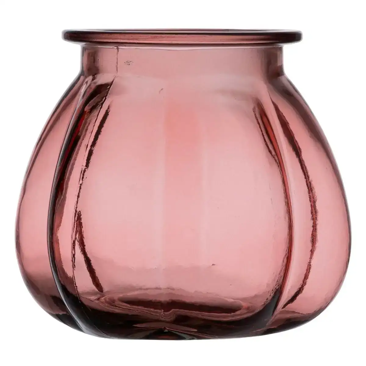 Vase rose verre recycle 18 x 18 x 16 cm_2867. DIAYTAR COTE D'IVOIRE - Votre Passage vers la Découverte. Explorez notre boutique en ligne pour trouver des trésors qui vous attendent, du traditionnel à l'avant-garde.