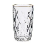 Verre diamant dore transparent verre 340 ml_6198. DIAYTAR COTE D'IVOIRE - Votre Passage vers la Découverte. Explorez notre boutique en ligne pour trouver des trésors qui vous attendent, du traditionnel à l'avant-garde.