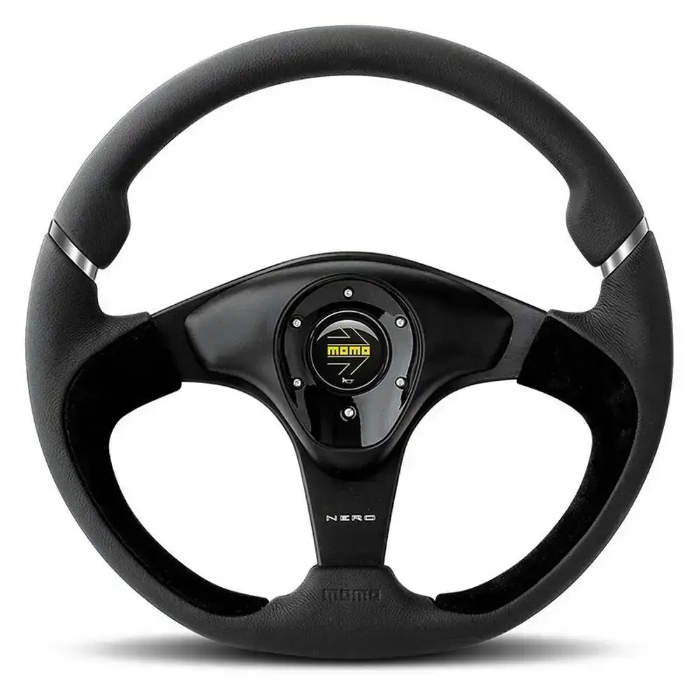 Volant racing momo nero noir o 35 cm_7258. DIAYTAR COTE D'IVOIRE - Où la Qualité et la Diversité Fusionnent. Explorez notre boutique en ligne pour découvrir une gamme variée de produits qui incarnent l'excellence et l'authenticité.