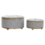Banc dkd home decor bois naturel polyester gris clair 80 x 80 x 43 cm_2448. DIAYTAR COTE D'IVOIRE - L'Art de Vivre le Shopping Authentique. Découvrez notre boutique en ligne et trouvez des produits qui incarnent la passion et le savoir-faire du Côte d'Ivoire.