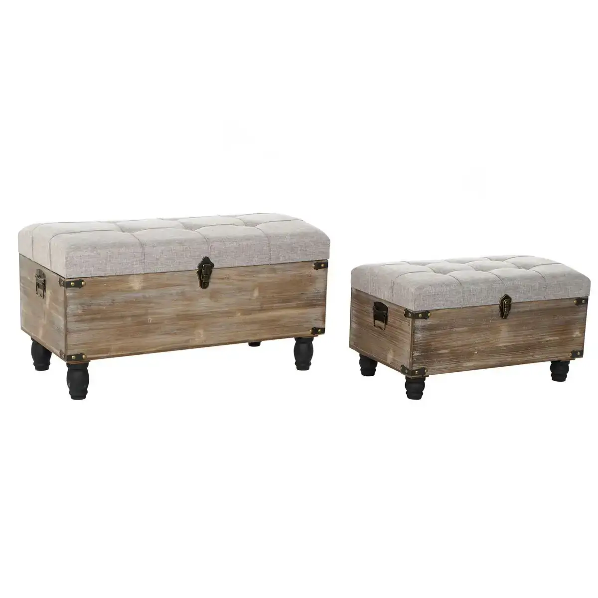 Banc DKD Home Decor Gris Marron (2 pcs) (80 x 40 x 44 cm)