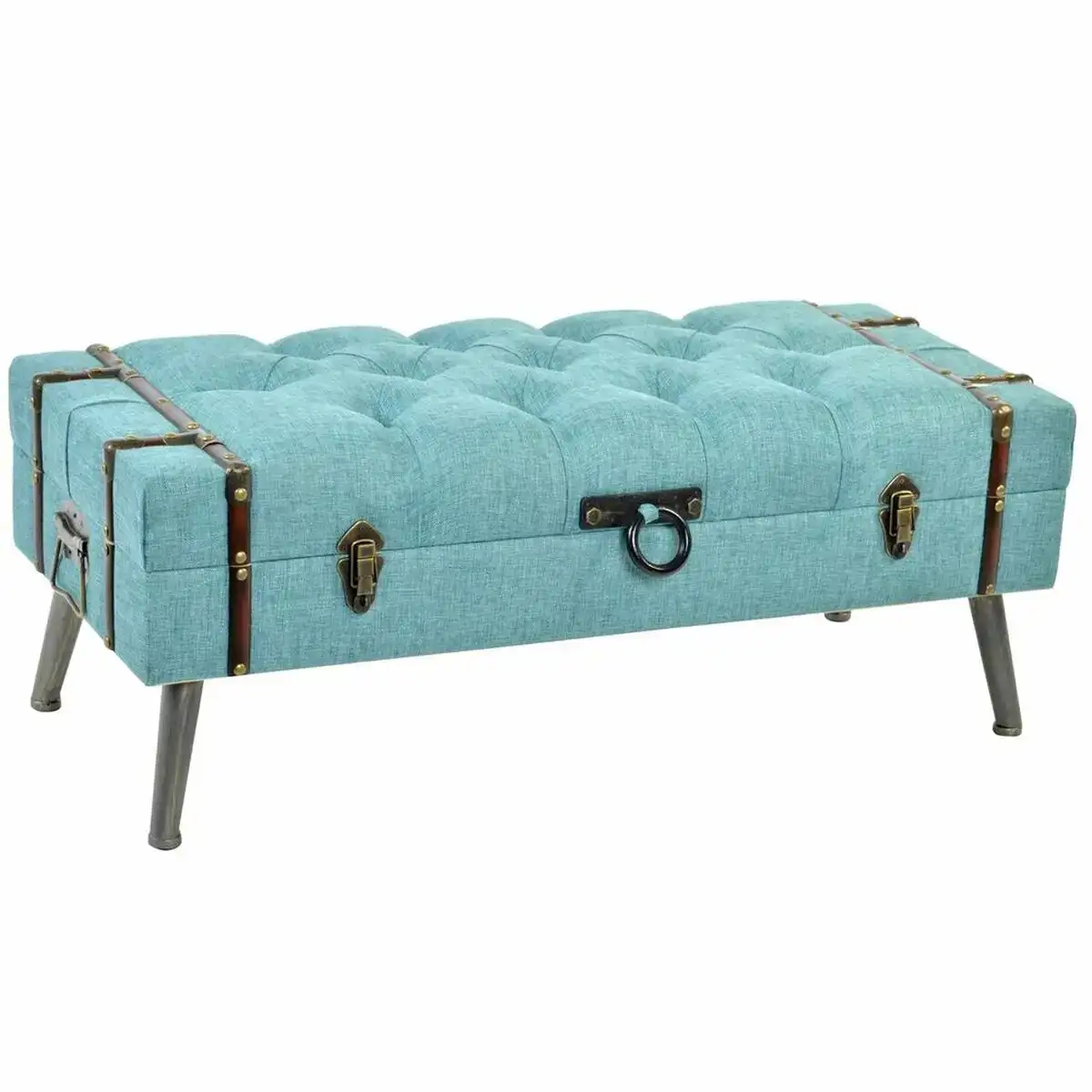 Banc dkd home decor me tal polyester bleu marine bois mdf 102 x 42 x 40 cm_9142. Bienvenue sur DIAYTAR COTE D'IVOIRE - Là où le Shopping Devient une Aventure. Explorez notre catalogue et dénichez des trésors qui élargiront votre horizon shopping.