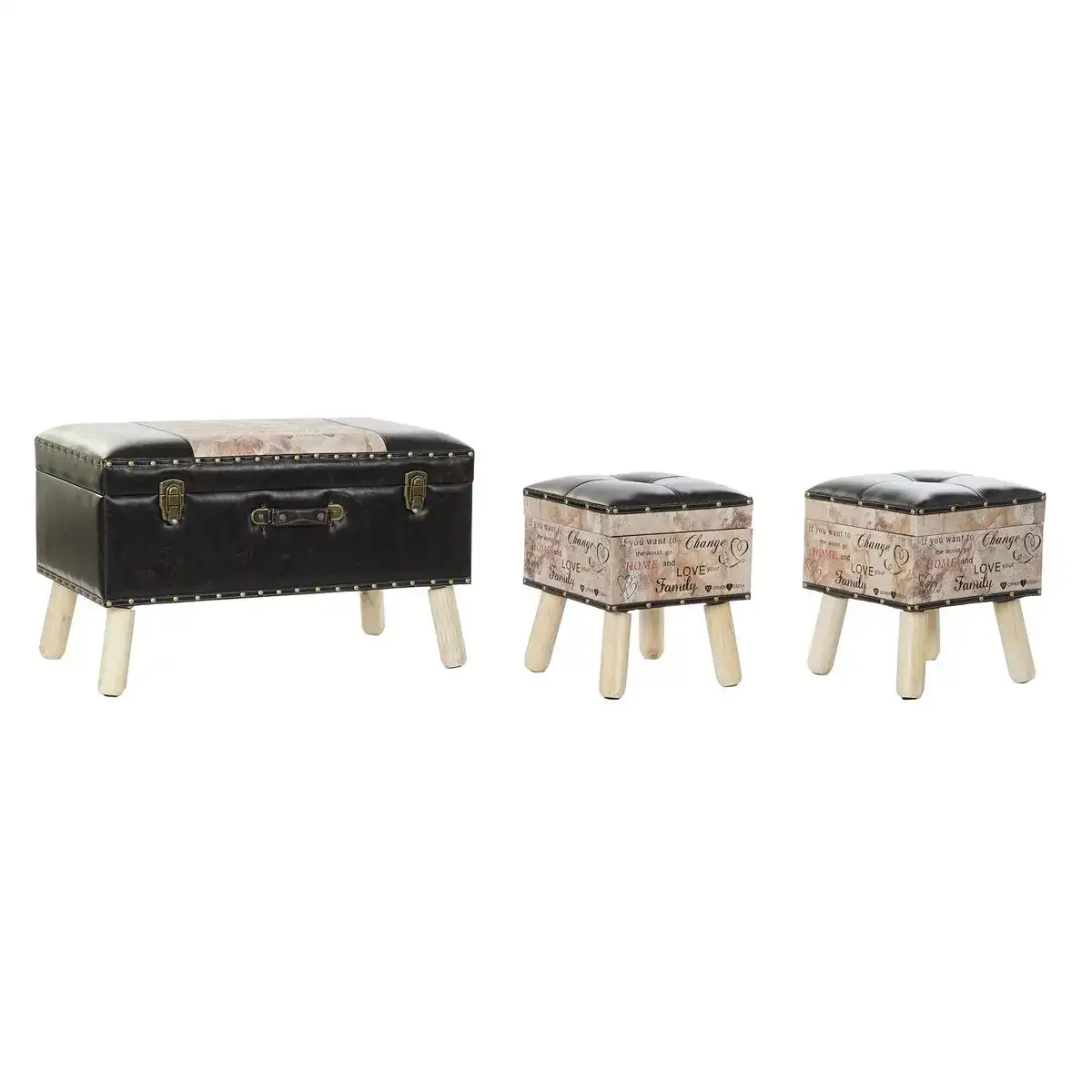 Banc dkd home decor rouge noir beige bois marron pu 70 x 40 x 44 cm_8279. DIAYTAR COTE D'IVOIRE - Là où le Shopping Devient une Expérience. Naviguez à travers notre catalogue diversifié et découvrez des produits qui ajoutent de la couleur et de la passion à votre vie.