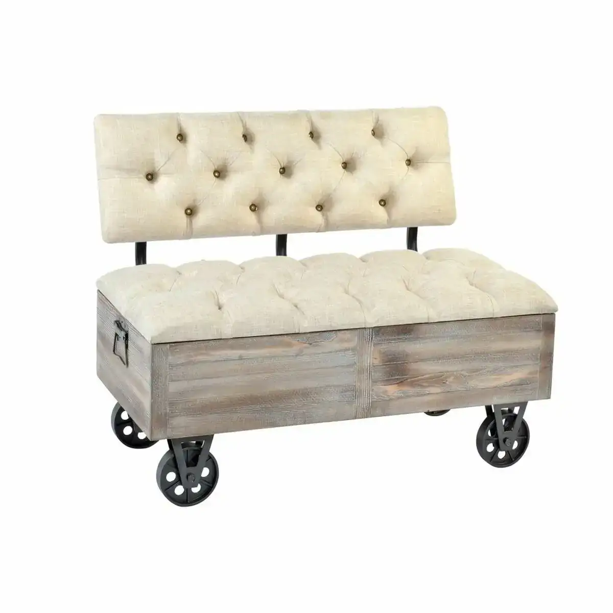 Banc dkd home decor sapin noir beige marron polyester 100 x 51 x 77 cm_2917. DIAYTAR COTE D'IVOIRE - L'Art de Choisir, l'Art de Vivre. Parcourez notre boutique en ligne et choisissez parmi des produits de qualité qui ajoutent de l'élégance à votre quotidien.
