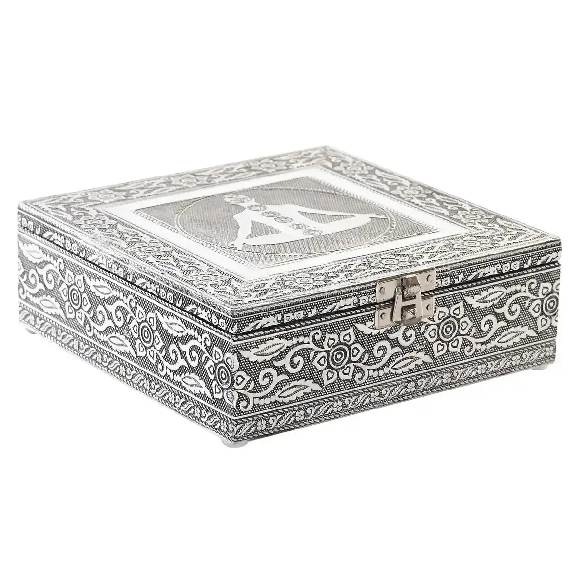 Boi te a bijoux dkd home decor argent bois aluminium vert 18 x 18 x 6 cm_2628. DIAYTAR COTE D'IVOIRE - Où Chaque Sélection est une Victoire. Découvrez notre boutique en ligne et trouvez des articles qui vous rendent la vie plus belle, un choix à la fois.