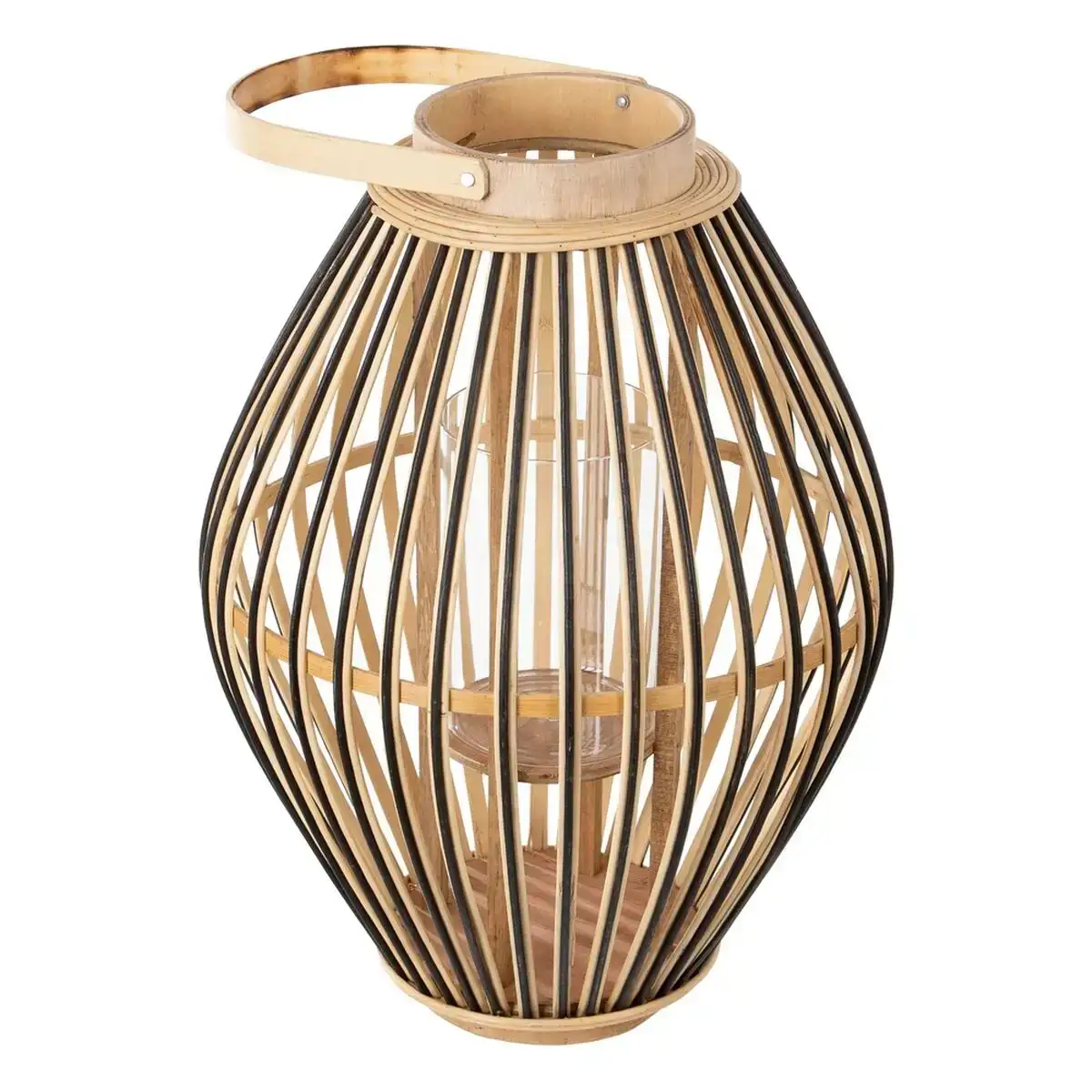Bougeoir lanterne bambou noir naturel 31 x 31 x 41 cm_9083. DIAYTAR COTE D'IVOIRE - Votre Pass vers la Découverte. Explorez notre boutique en ligne et plongez dans un voyage à travers des produits authentiques et contemporains, tous réunis sous un même toit.