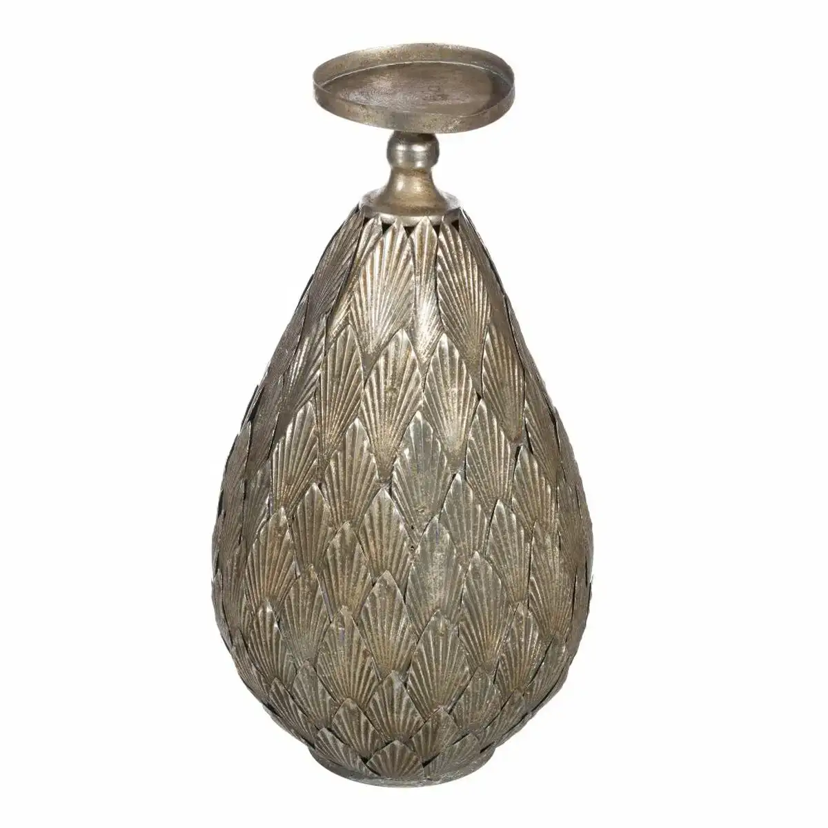 Bougeoir me tal argente 18 x 18 x 35 cm_6386. DIAYTAR COTE D'IVOIRE - Où Choisir est un Acte d'Amour pour le Côte d'Ivoire. Explorez notre boutique en ligne et choisissez des articles qui célèbrent la culture et l'artisanat du pays.