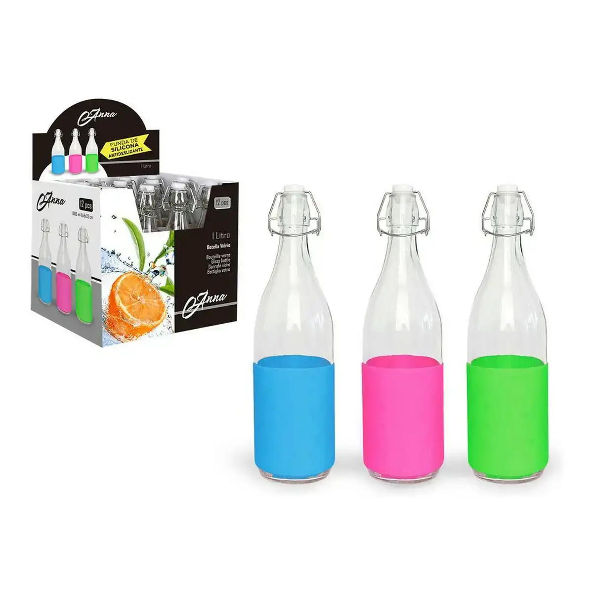 Bouteille anna verre avec couvercle silicone 1 l_5203. Bienvenue sur DIAYTAR COTE D'IVOIRE - Là où Chaque Objet a une Âme. Plongez dans notre catalogue et trouvez des articles qui portent l'essence de l'artisanat et de la passion.