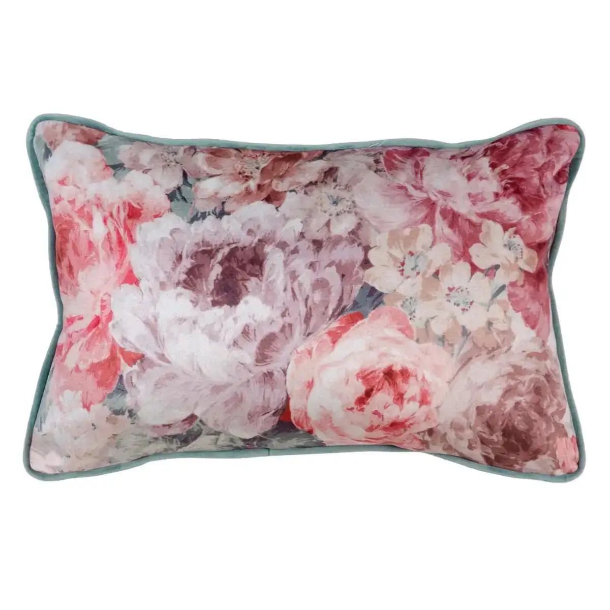 Coussin 45 x 30 cm roses_2167. DIAYTAR COTE D'IVOIRE - L'Artisanat à Portée de Clic. Découvrez notre boutique en ligne pour trouver des produits uniques qui célèbrent la créativité et l'artisanat sénégalais.