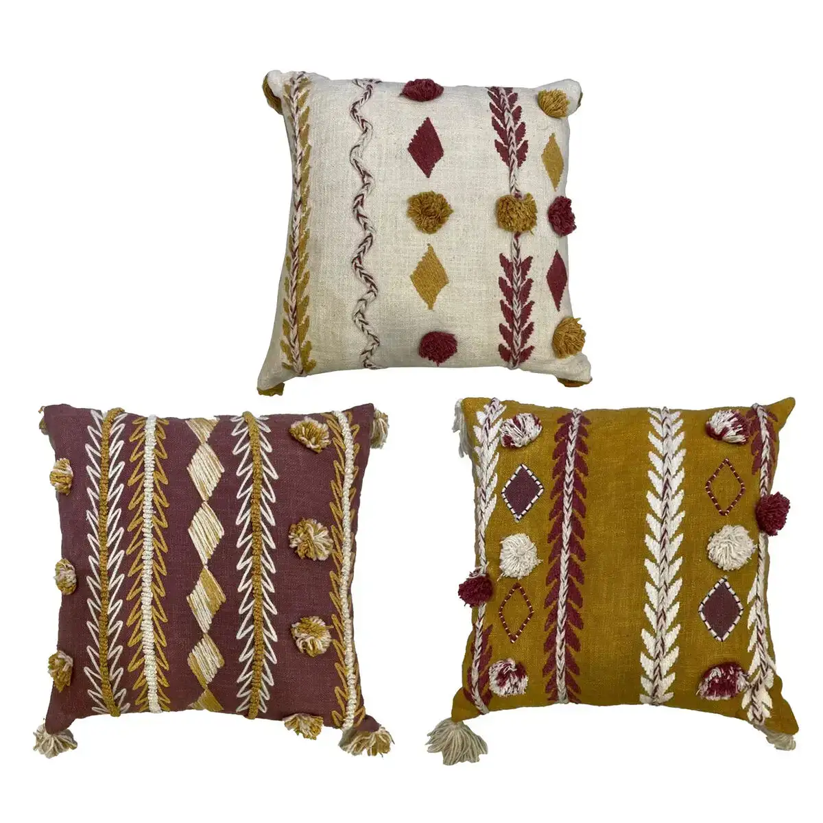 Coussin dkd home decor 40 x 15 x 40 cm blanc marron moutarde 3 pie ces_4018. Entrez dans l'Univers de DIAYTAR COTE D'IVOIRE - Où le Shopping Devient une Découverte. Explorez nos rayons et dénichez des trésors qui illuminent votre quotidien.