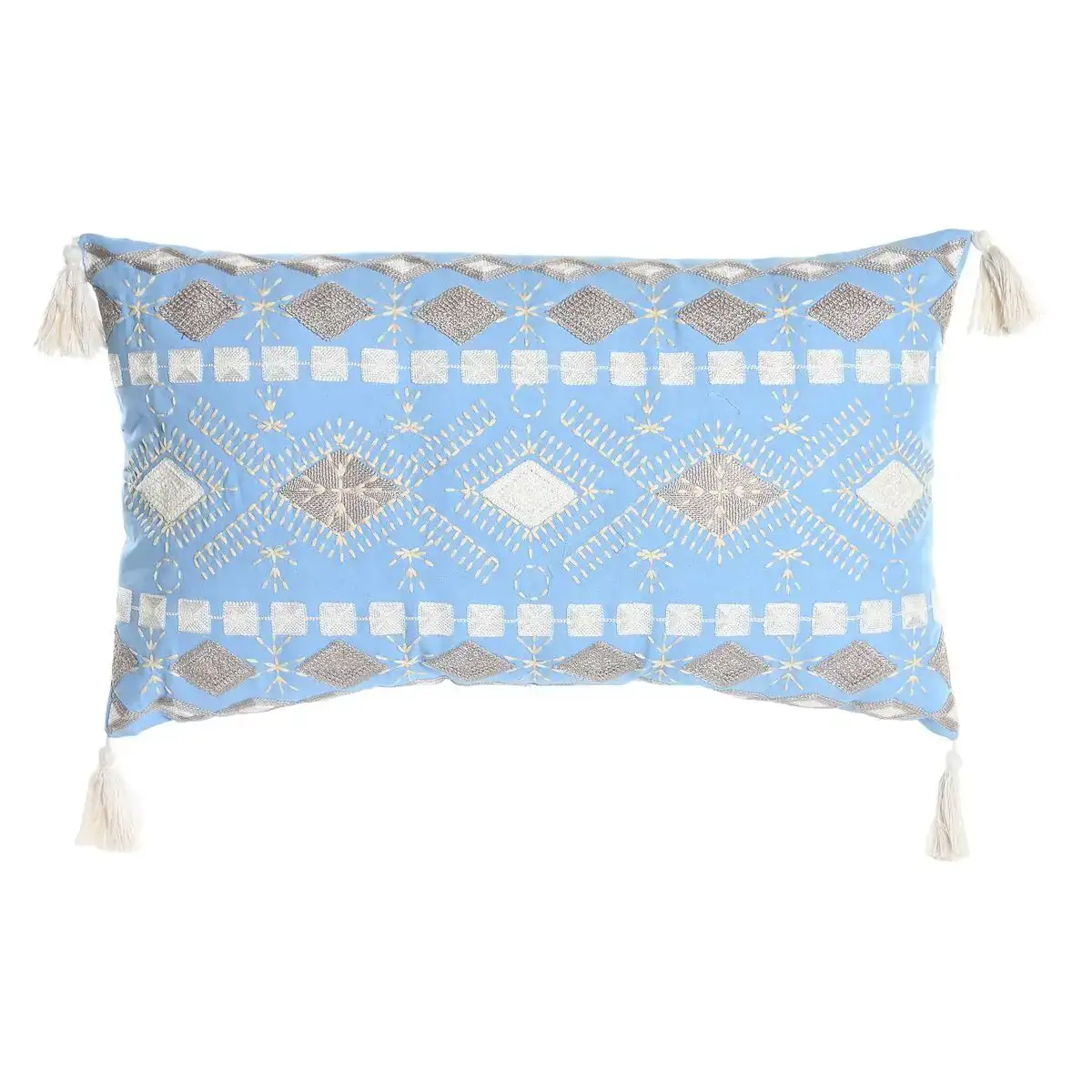 Coussin dkd home decor 60 x 15 x 35 cm bleu blanc_8851. DIAYTAR COTE D'IVOIRE - Là où Chaque Produit Est une Trouvaille. Explorez notre sélection minutieuse et découvrez des articles qui correspondent à votre style de vie et à vos aspirations.