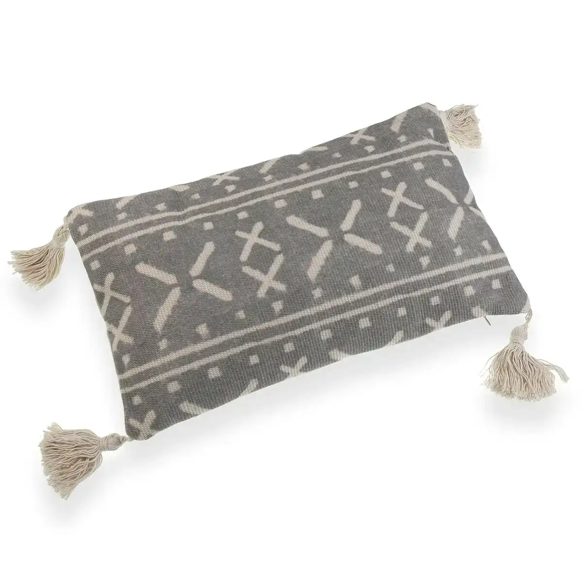 Coussin versa gris pompons 10 x 30 x 50 cm_4487. DIAYTAR COTE D'IVOIRE - Où Chaque Achat Raconte une Histoire. Explorez notre boutique en ligne et créez votre propre narration à travers notre diversité de produits, chacun portant une signification unique.