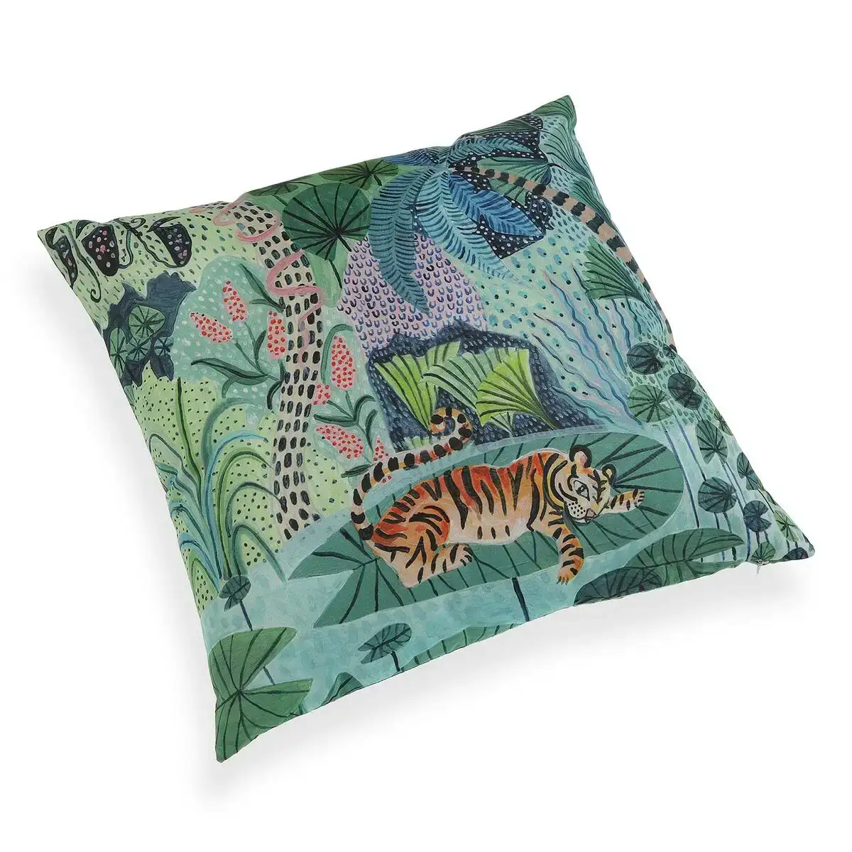Coussin versa tigre polyester 45 x 45 cm_1794. DIAYTAR COTE D'IVOIRE - Votre Passage vers le Raffinement. Plongez dans notre univers de produits exquis et choisissez des articles qui ajoutent une touche de sophistication à votre vie.