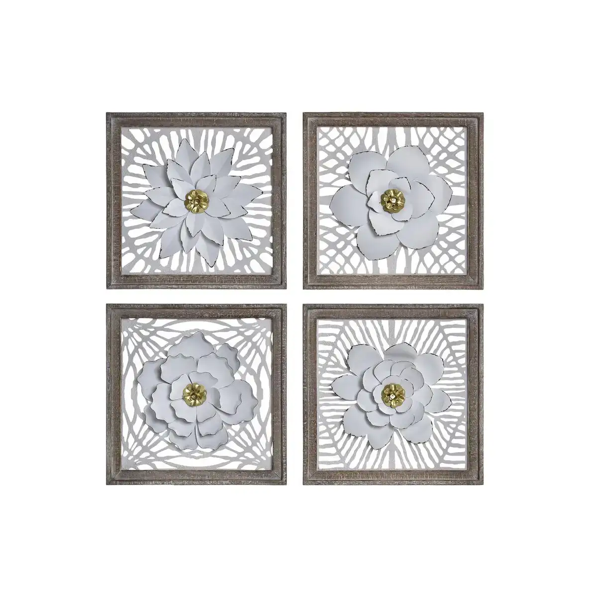 De coration murale dkd home decor fleur marron dore blanc 40 5 x 3 x 40 5 cm shabby chic 4 pie ces_9555. DIAYTAR COTE D'IVOIRE - Là où Chaque Produit est une Trouvaille Unique. Découvrez notre boutique en ligne et trouvez des articles qui vous distinguent par leur originalité.