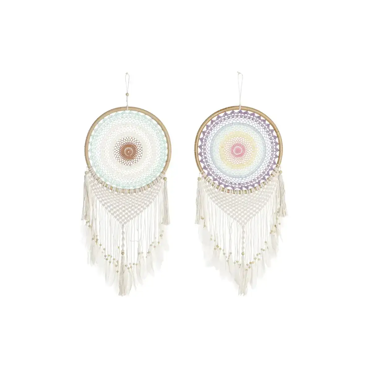 Dream catcher dkd home decor plumes violet vert multicolore 40 x 2 x 120 cm boho 2 unite s_9925. DIAYTAR COTE D'IVOIRE - Où Chaque Achat Raconte une Histoire. Parcourez notre boutique en ligne pour trouver des articles qui évoquent le savoir-faire et la tradition du Côte d'Ivoire.
