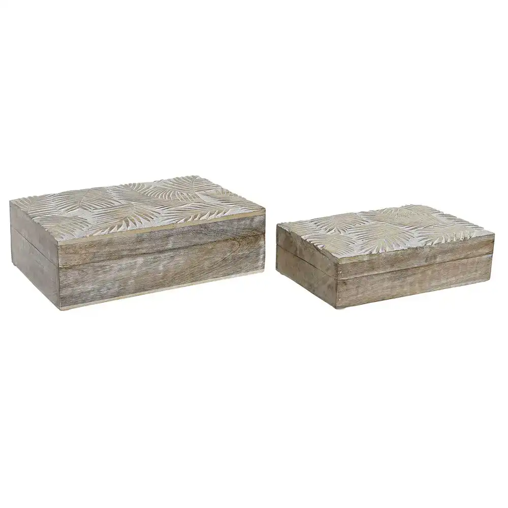 Ensemble de boi tes de coratives dkd home decor 25 5 x 18 x 8 cm bois de manguier feuille tropicale d une plante 2 unite s_4011. DIAYTAR COTE D'IVOIRE - Votre Passage vers l'Exceptionnel. Explorez notre boutique en ligne, où chaque produit est choisi avec soin pour offrir une expérience de shopping inoubliable.