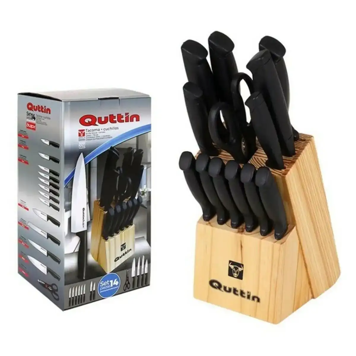 Ensemble de couteaux avec base en bois quttin noir 14 pie ces_4766. DIAYTAR COTE D'IVOIRE - L'Art de Vivre l'Excellence au Quotidien. Explorez notre gamme et choisissez des produits qui ajoutent une note de prestige à votre vie.