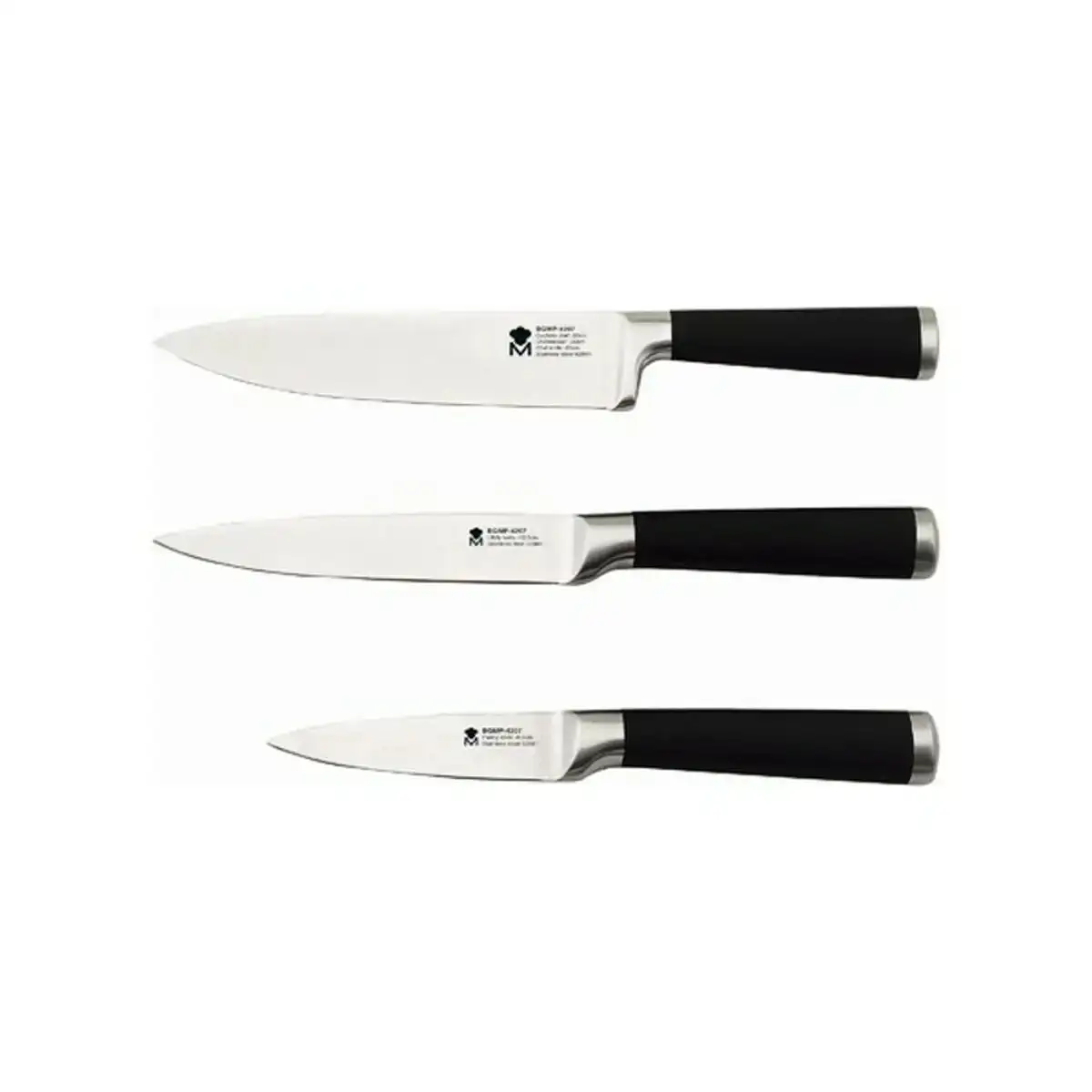 Ensemble de couteaux masterpro foodies acier inoxydable 3 pcs_8408. DIAYTAR COTE D'IVOIRE - Où Choisir est un Plaisir Responsable. Parcourez notre catalogue et choisissez des produits qui incarnent notre engagement envers des pratiques durables et éthiques.