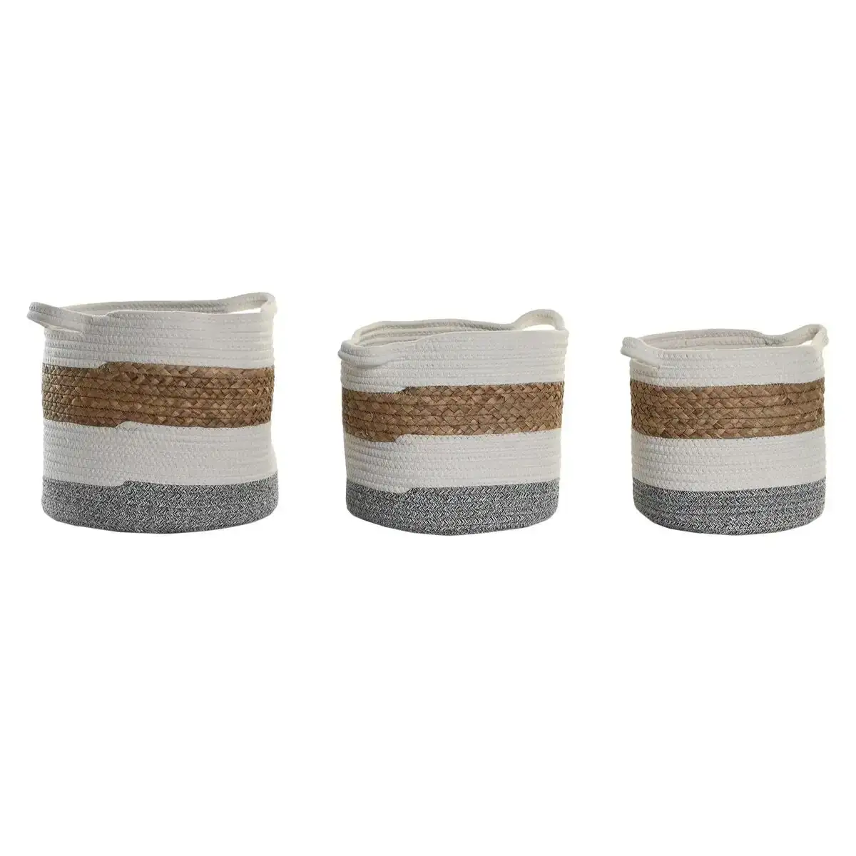 Ensemble de paniers DKD Home Decor Coton Blanc Fibre Naturelle (30 x 30 x 26 cm)