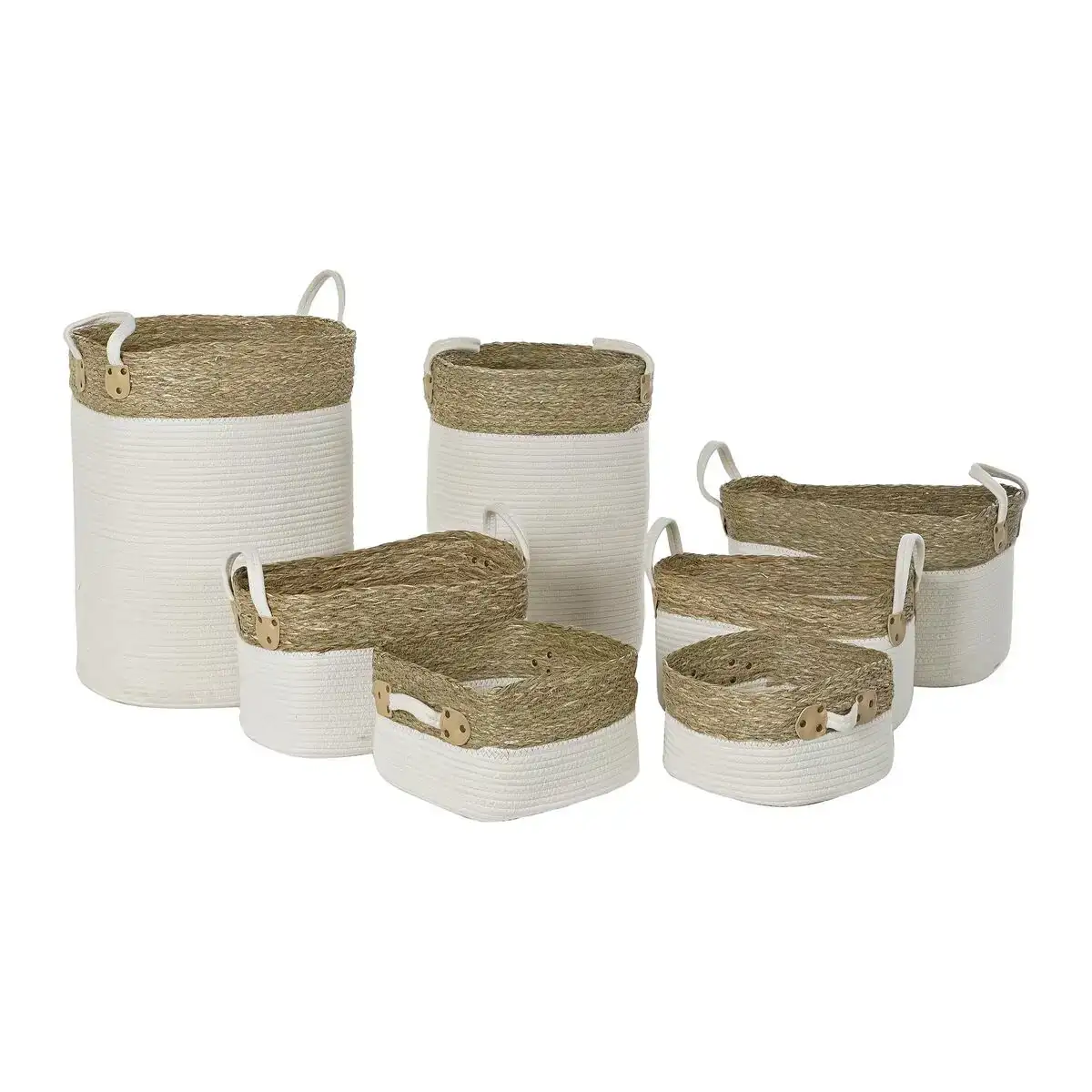 Ensemble de paniers dkd home decor coton blanc fibre naturelle 41 x 41 x 52 5 cm 7 pie ces_4613. Entrez dans l'Univers de DIAYTAR COTE D'IVOIRE - Où Chaque Produit a sa Place. Explorez nos rayons virtuels et choisissez des articles qui s'intègrent parfaitement à votre style de vie.
