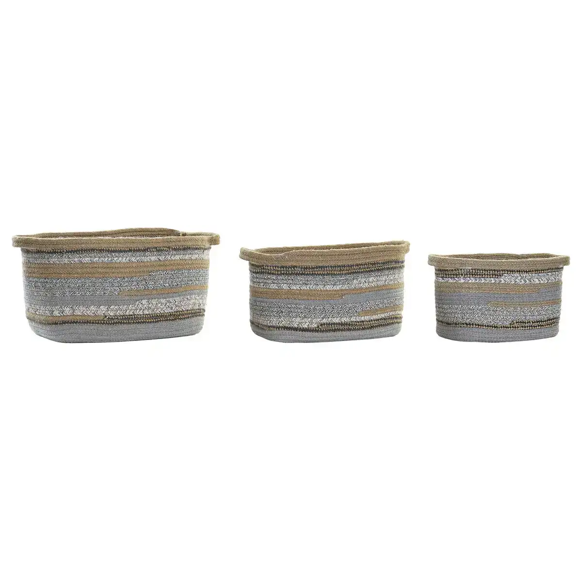 Ensemble de paniers dkd home decor cotton jute 34 x 25 x 22 cm_2746. DIAYTAR COTE D'IVOIRE - L'Art de Vivre le Shopping Inspiré. Parcourez notre catalogue et choisissez des produits qui reflètent votre passion pour la beauté et l'authenticité.
