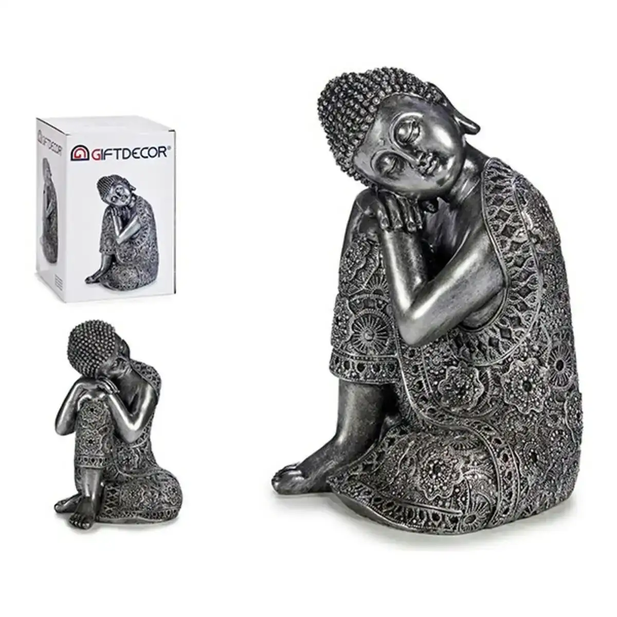 Figurine de corative bouddha en re sine argente e 21 5 x 32 5 x 22 5 cm_4604. DIAYTAR COTE D'IVOIRE - Votre Destination Shopping Inspirante. Explorez notre catalogue pour trouver des articles qui stimulent votre créativité et votre style de vie.