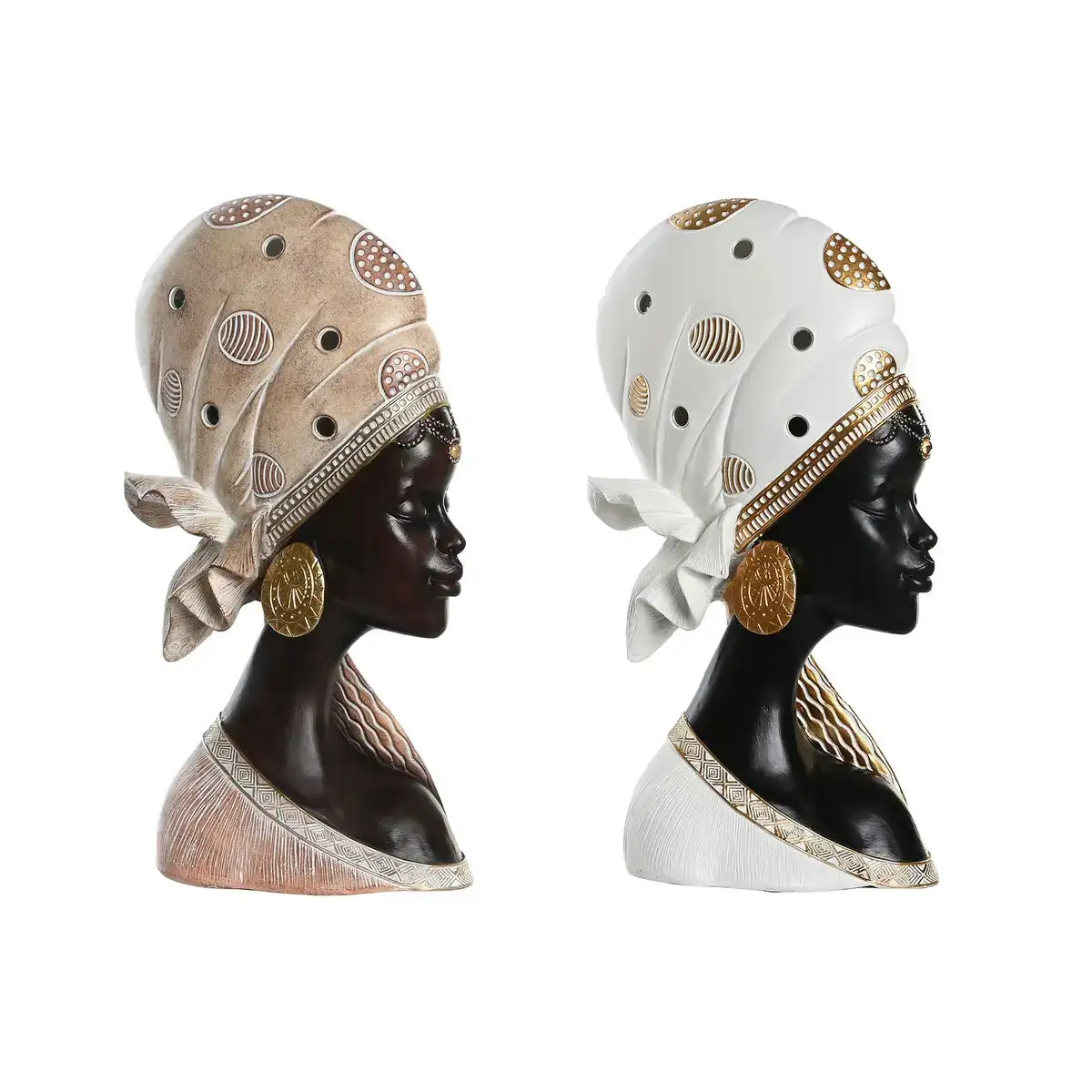 Figurine de corative dkd home decor 18 x 10 5 x 33 cm femme africaine coloniale beige marron dore blanc 2 unite s_7021. DIAYTAR COTE D'IVOIRE - Votre Passage vers l'Exceptionnel. Explorez notre boutique en ligne, où chaque produit est choisi avec soin pour offrir une expérience de shopping inoubliable.
