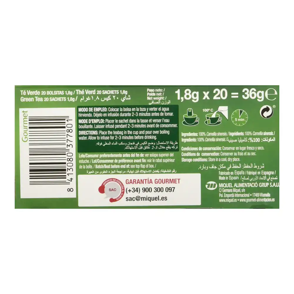Infusion gourmet green tea 20 uds_5309. DIAYTAR COTE D'IVOIRE - Votre Destination Shopping de Choix. Explorez notre boutique en ligne et découvrez des trésors qui reflètent votre style et votre passion pour l'authenticité.