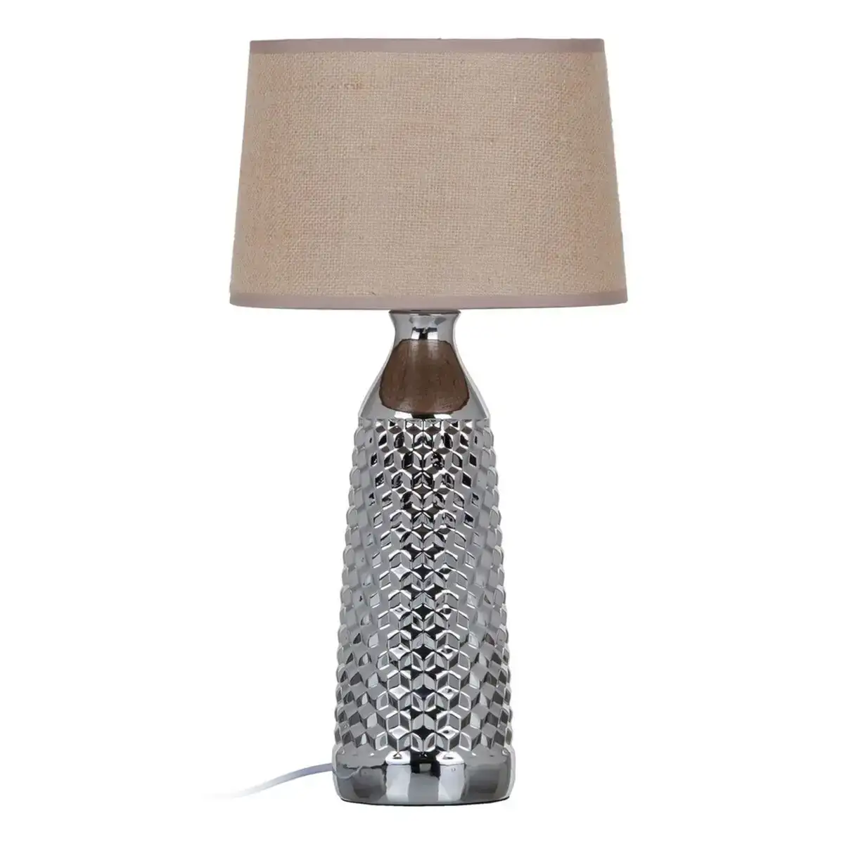 Lampe de bureau 26 x 26 x 49 5 cm ce ramique argent_7867. DIAYTAR COTE D'IVOIRE - Là où Chaque Achat a du Sens. Explorez notre gamme et choisissez des produits qui racontent une histoire, votre histoire.