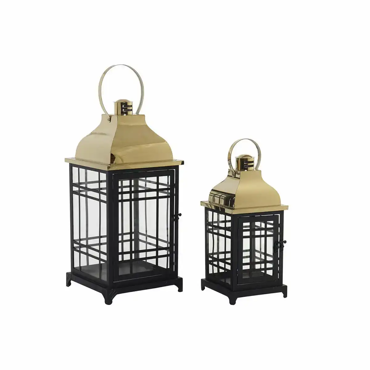 Lanterne dkd home decor cristal noir me tal dore 16 x 16 x 36 cm 2 pcs 22 x 22 x 49 cm_1004. DIAYTAR COTE D'IVOIRE - Où Chaque Produit est une Histoire à Raconter. Découvrez notre sélection de produits qui vous permettent de créer votre propre récit à travers vos achats.