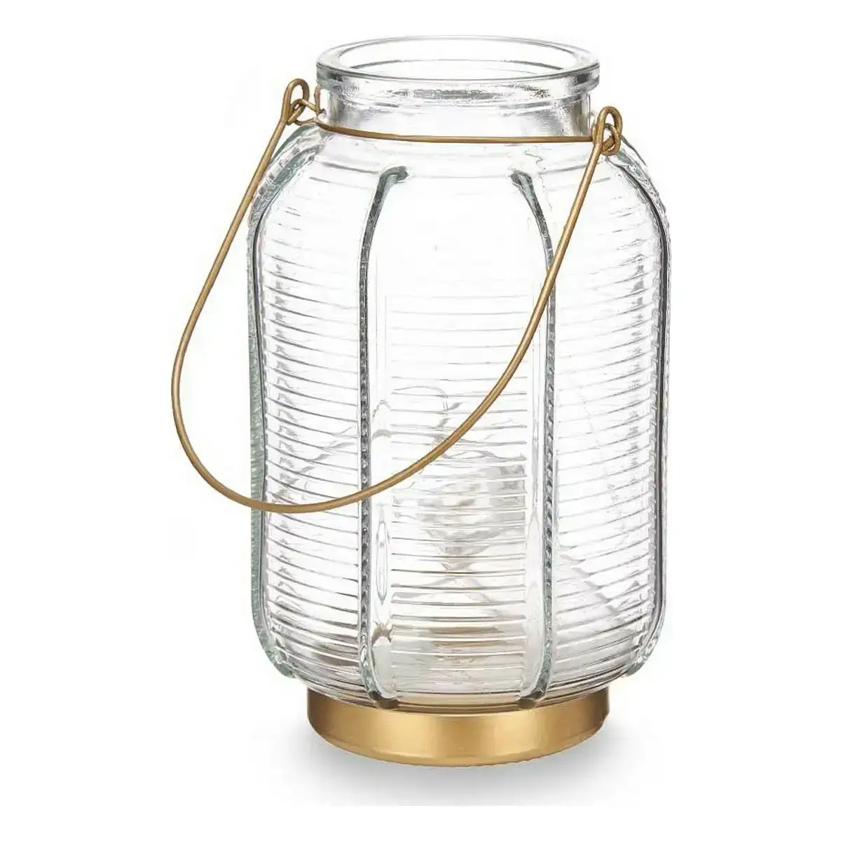 Lanterne led rayures dore verre transparent 13 5 x 22 x 13 5 cm_7980. Entrez dans l'Univers de DIAYTAR COTE D'IVOIRE - Où Chaque Produit a sa Place. Explorez nos rayons virtuels et choisissez des articles qui s'intègrent parfaitement à votre style de vie.