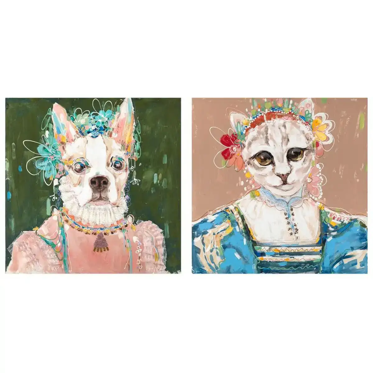Peinture dkd home decor 90 x 3 7 x 90 cm chien moderne 2 unite s_3379. DIAYTAR COTE D'IVOIRE - Votre Destination Shopping Éthique. Parcourez notre gamme et choisissez des articles qui respectent l'environnement et les communautés locales.
