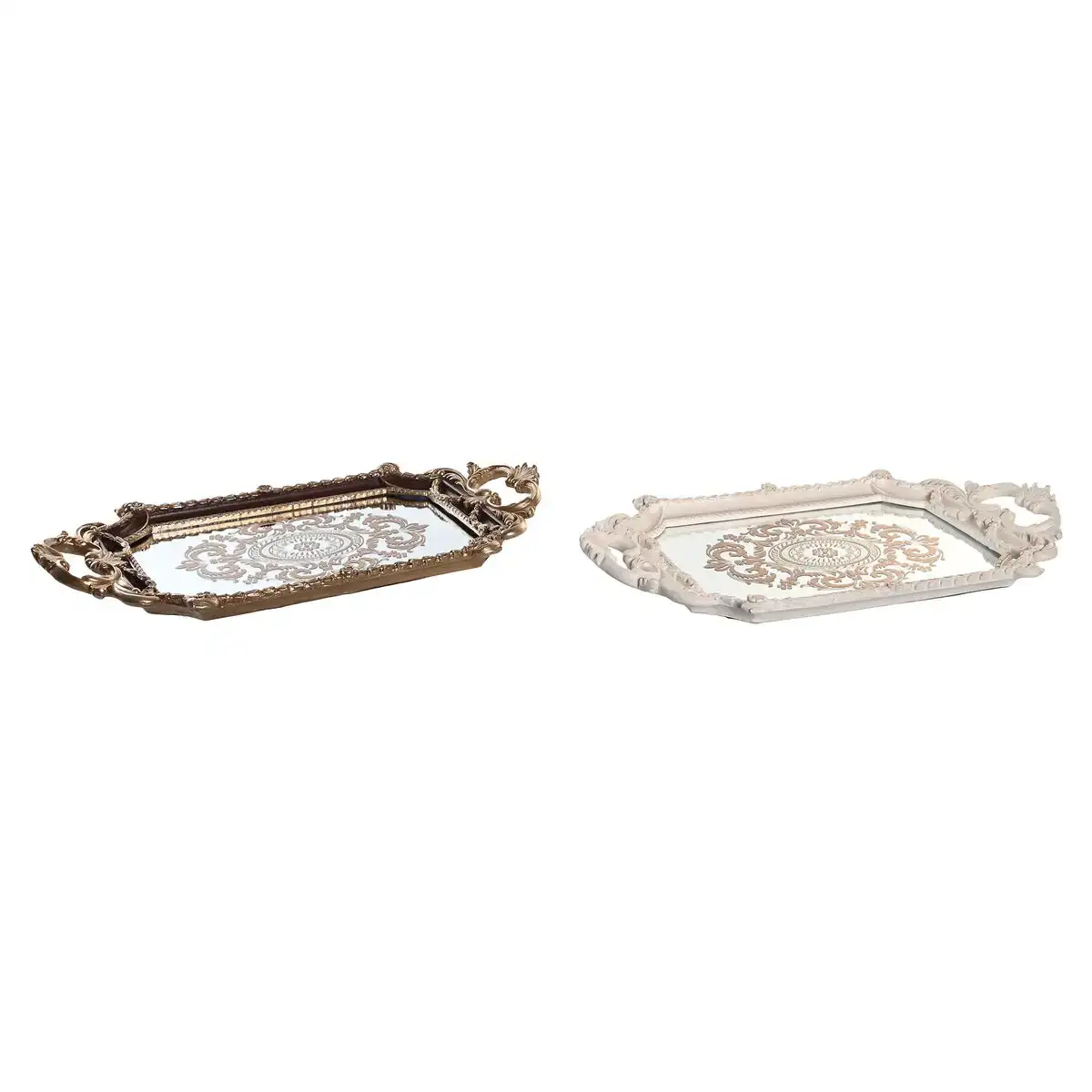 Plateau a gou ter dkd home decor 47 5 x 26 5 x 5 cm miroir re sine blanc dore brun fonce ne oclassique 2 unite s_8665. DIAYTAR COTE D'IVOIRE - L'Art de Choisir, l'Art de S'émerveiller. Explorez notre boutique en ligne et choisissez des articles qui éveillent votre sens de l'émerveillement.