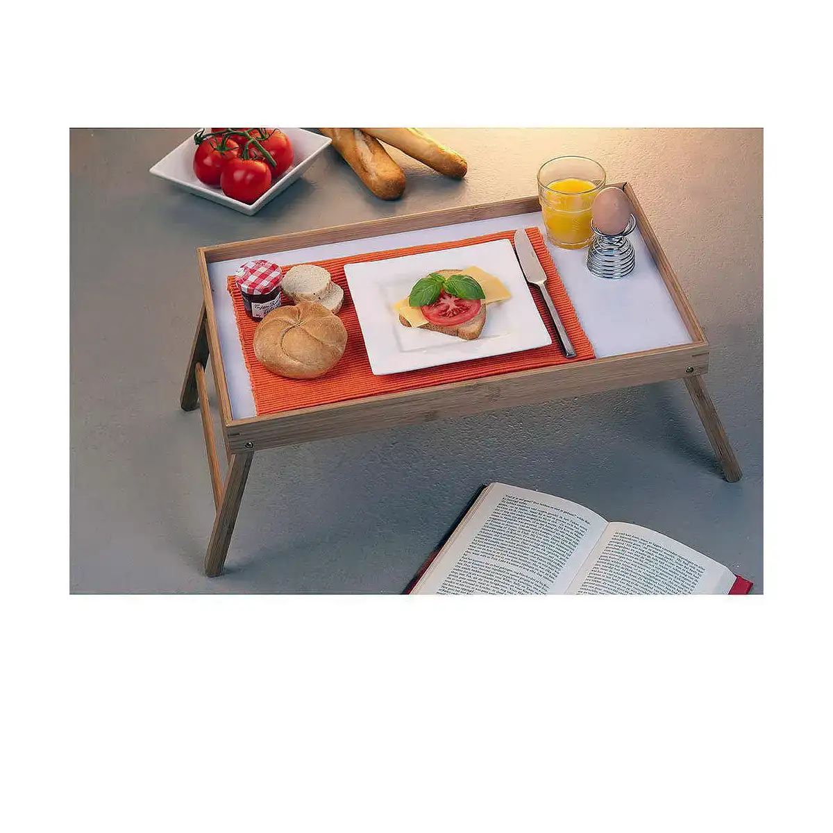 Plateau pliant pour lit bois blanc 50 x 30 x 22 cm_9738. DIAYTAR COTE D'IVOIRE - Votre Destination pour un Shopping Inoubliable. Naviguez à travers notre catalogue et choisissez des produits qui vous marquent par leur originalité.