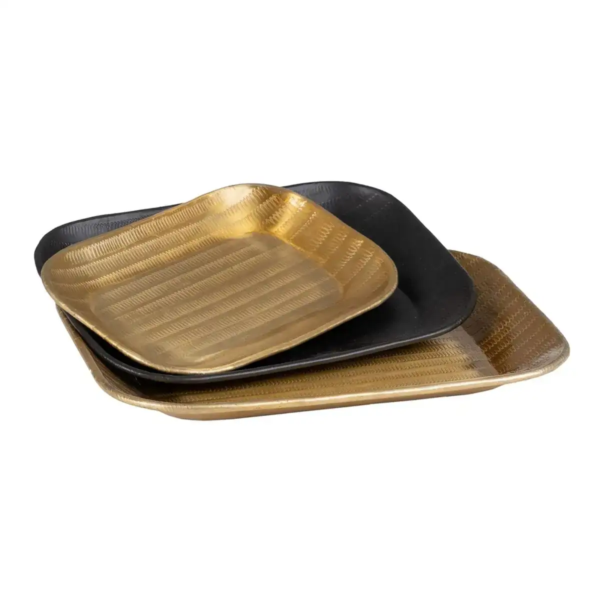 Plateau snack 32 x 25 5 x 3 cm noir dore aluminium 3 pie ces_1390. Découvrez DIAYTAR COTE D'IVOIRE - Votre Source de Produits Variés et un Service Exceptionnel. Parcourez nos catégories et bénéficiez d'un service client dévoué, prêt à vous guider à chaque étape.