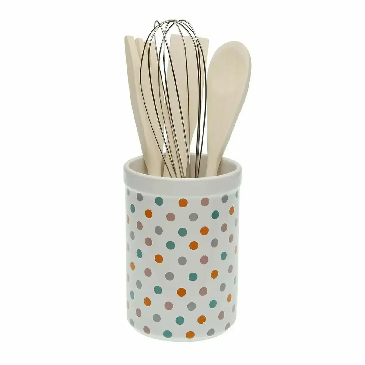 Pot pour ustensiles de cuisine versa springdots ce ramique 10 x 15 x 10 cm_5302. DIAYTAR COTE D'IVOIRE - Là où Choisir est un Acte d'Amour pour le Côte d'Ivoire. Explorez notre gamme et choisissez des produits qui célèbrent la culture et l'artisanat du pays.